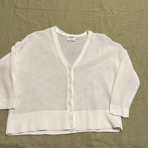 Old Navy White Wide Knit Cardigan Size XL